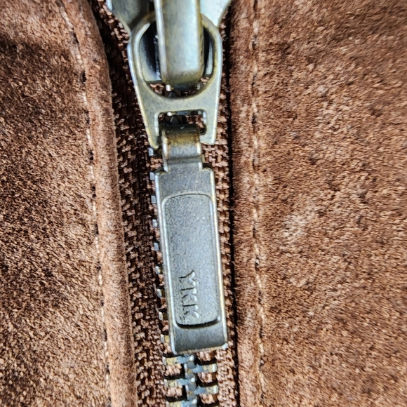 Vintage novelti Suede Jacket Full Zip Brown Size Medium Coastal Cowgirl - Picture 13 of 16